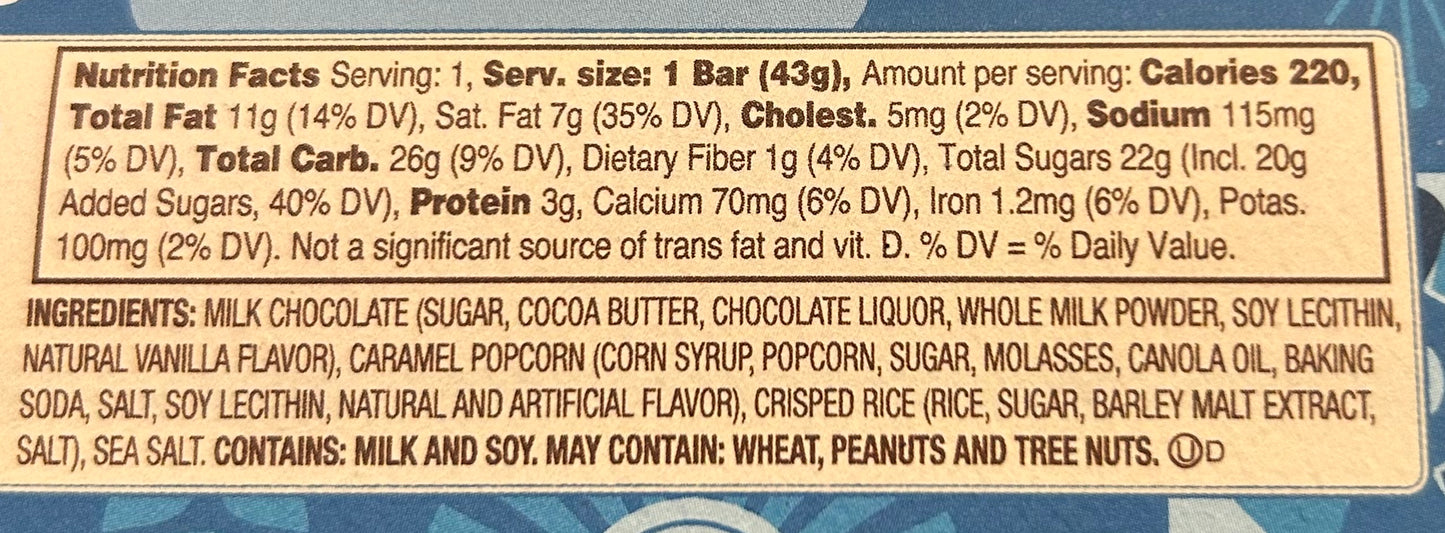 Poppy Hand-Crafted Popcorn Chocolate Bar